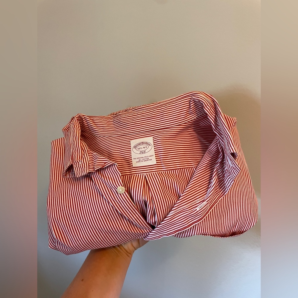 Men's Brooks Brothers Red Striped Button Down Shirt | 16 1/2 - 4/5